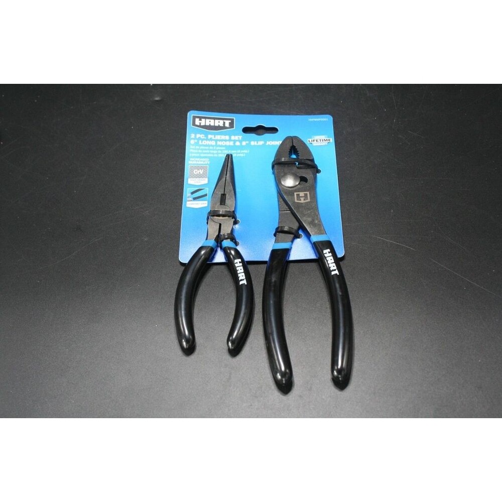 2 Piece Pliers Set From Hart-6" Long Nose & 8" Slip Joint Brand New